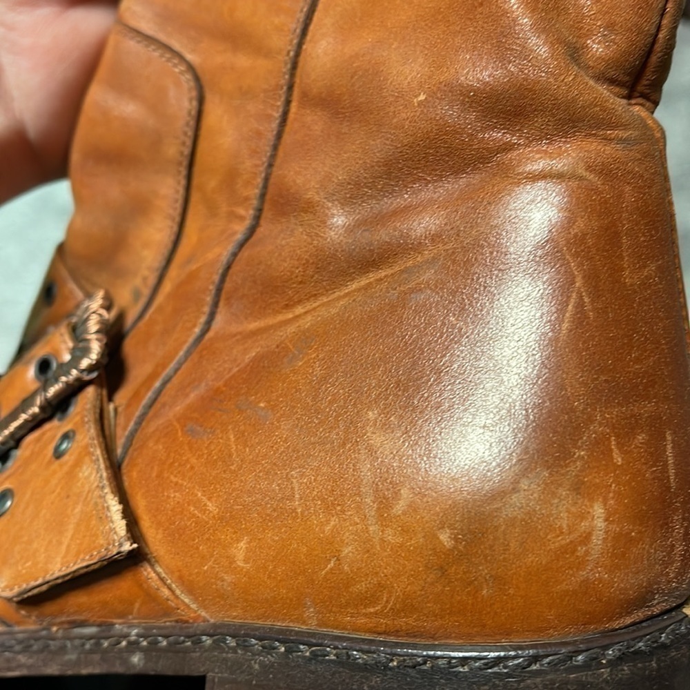 Goffredo Fantini distressed leather knee high brown boots size 37 - Picture 13 of 14